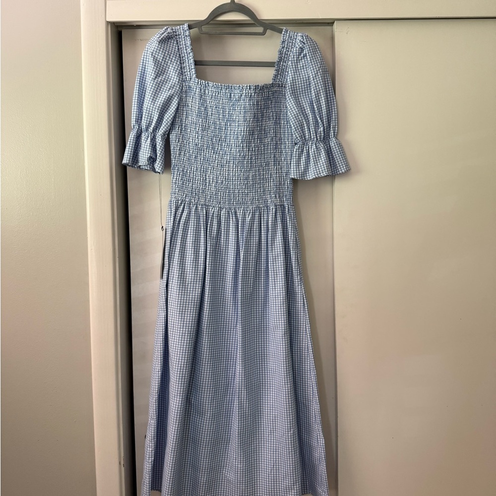 damaris bailey Light Blue Gingham Smocked dress